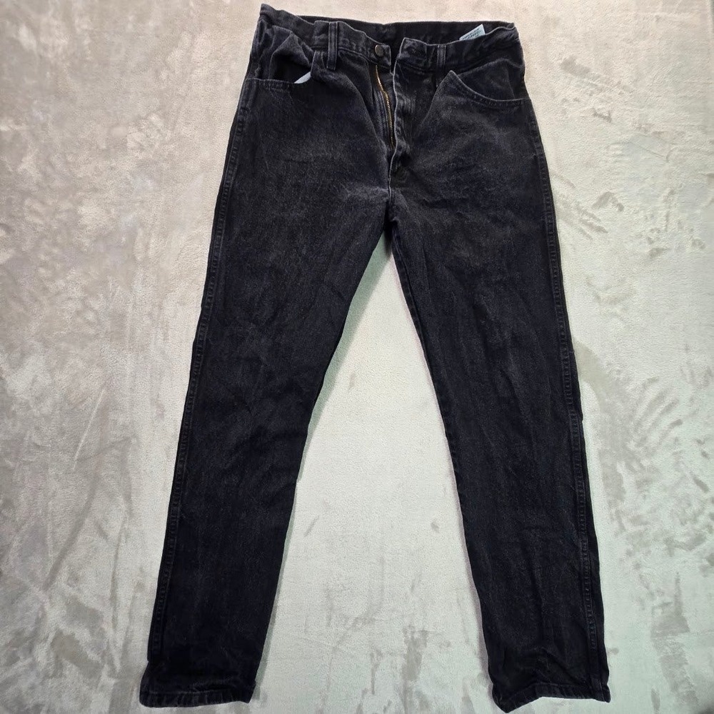 Rustler Mens Regular Fit Straight Leg Jeans Black Denim 100% Cotton 36x34